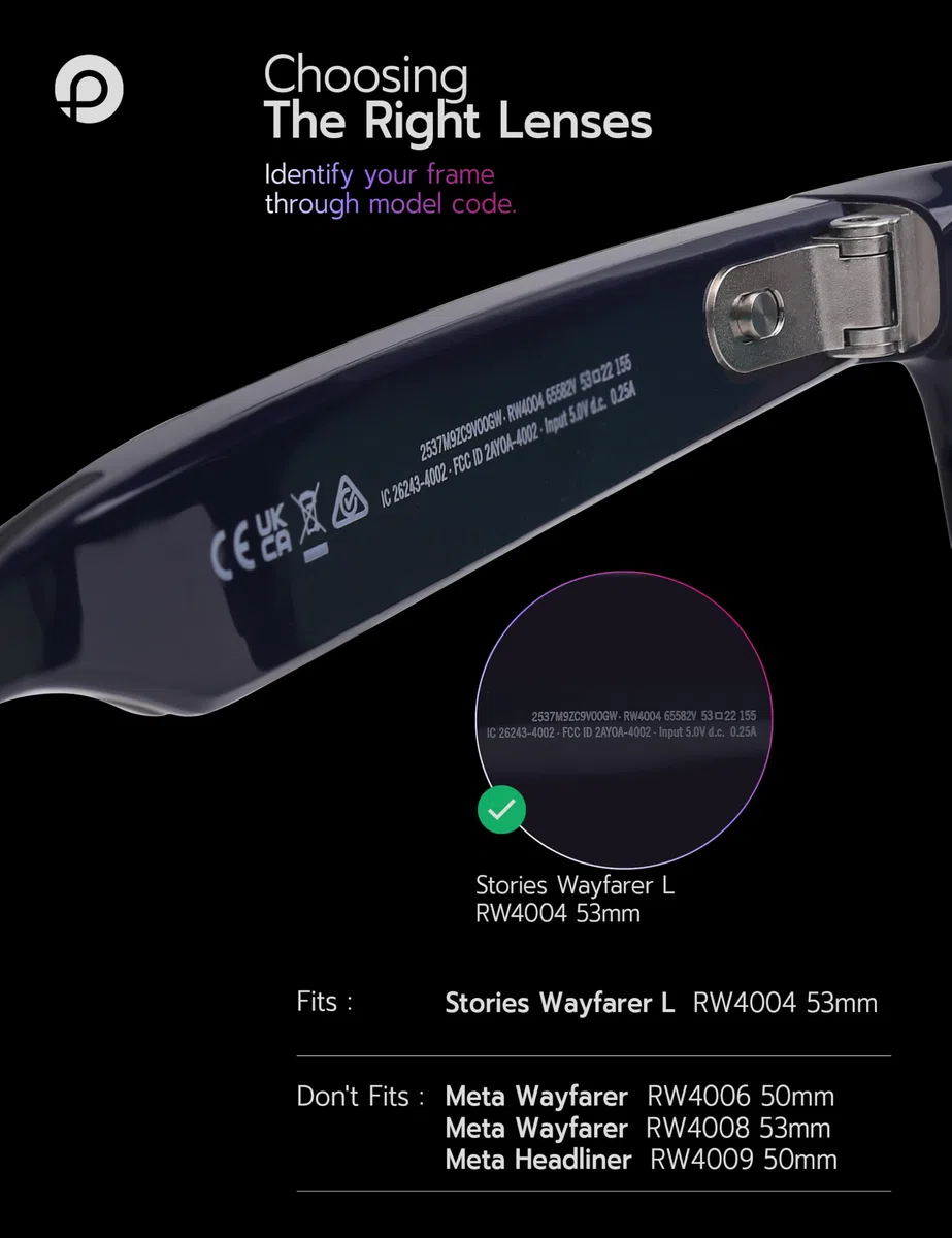 Lenti di ricambio compatibili con occhiali da sole Ray-Ban RW4004 da 53 mm