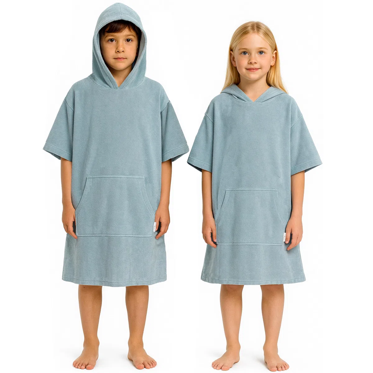 Poncho Mare Bambino Bambina Cotone Leggero - Accappatoio Ragazzo Ragazza Asciugamano Telo Bagno Spugna Leggera con Cappuccio Surf Spiaggia