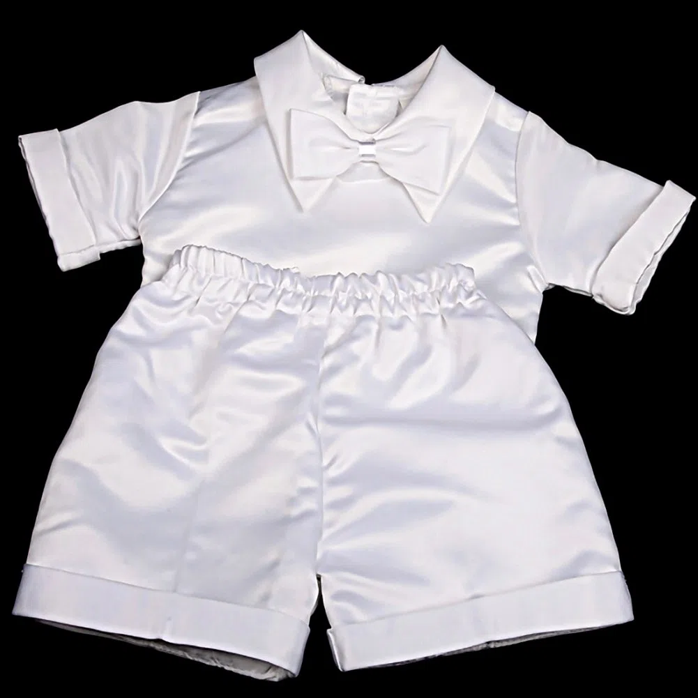 Lito Angels - Completo Abito da Battesimo in Raso con Cappello per Maschio Bimbo Bambino, Bianco, Manica Corta/Manica Lunga