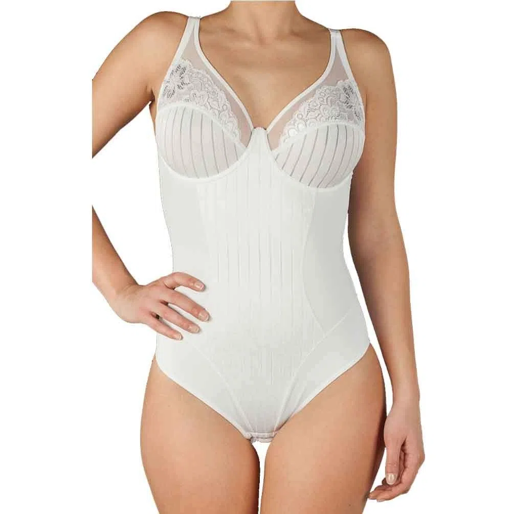 Selene, Body Donna in Pizzo dal Motivo Floreale, con Ferretto e Senza Imbottitura, Collezione Mariluz