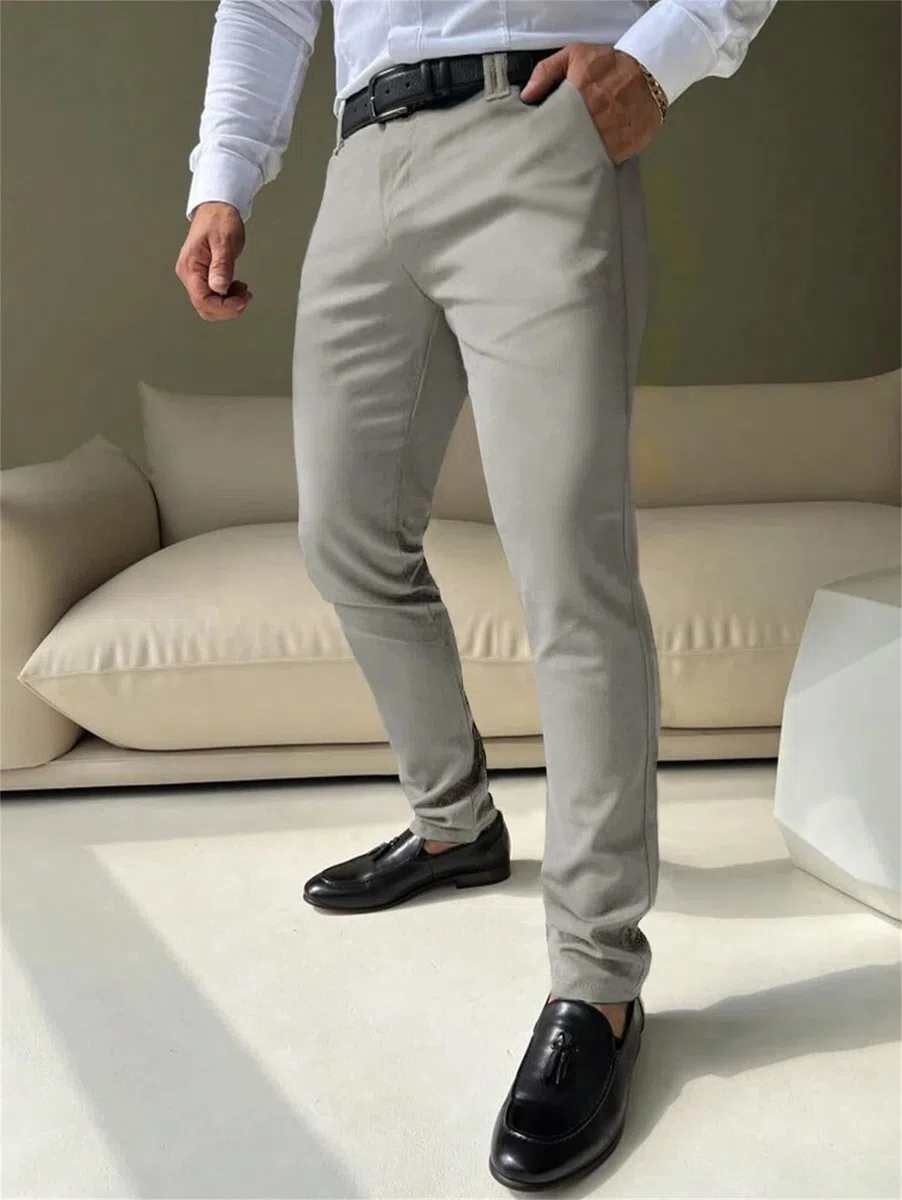 Pantaloni aderenti elasticizzati da uomo, vestibilità aderente, pantaloni affusolati, pantaloni skinny da uomo, tuta espandibile in vita