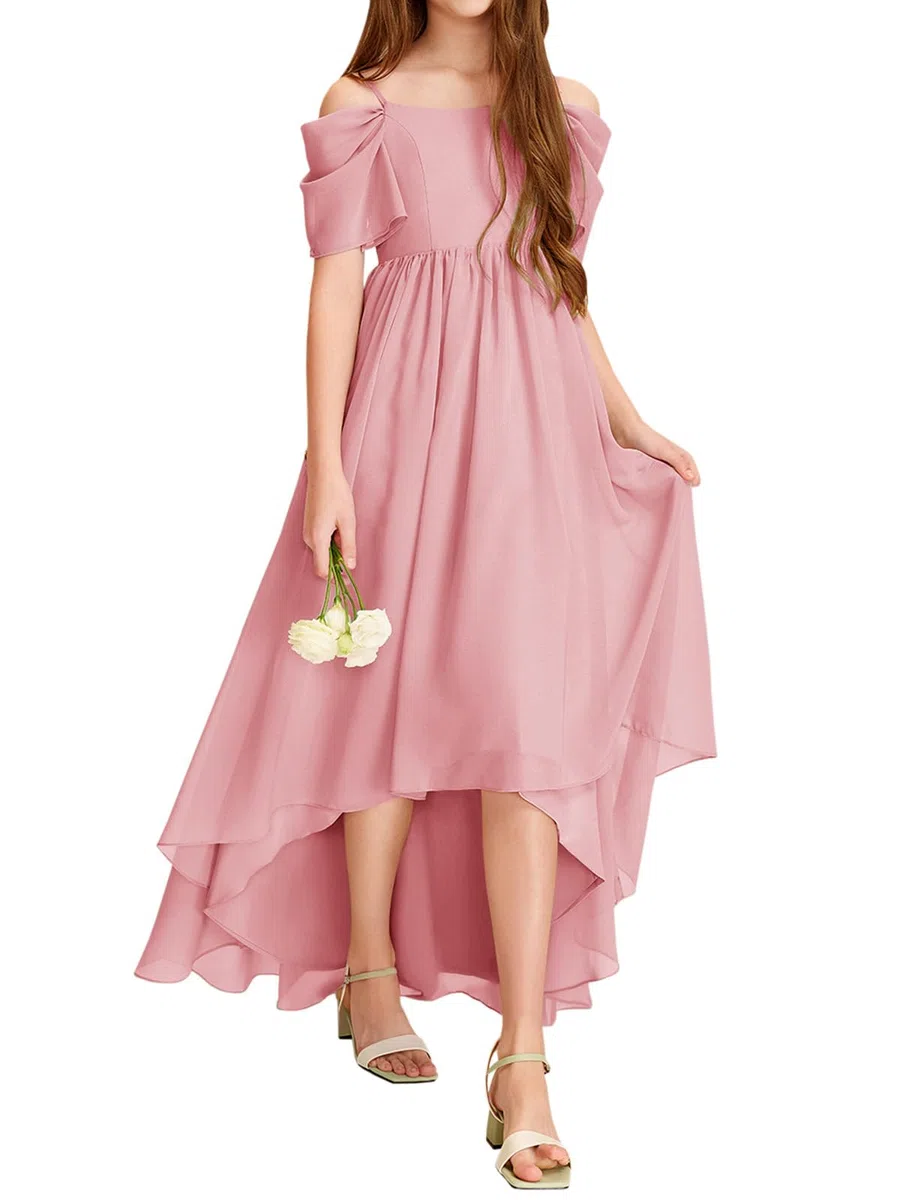 Haloumoning Abito da ragazza con spalle scoperte con volant, abito estivo per bambini, linea ad A, tinta unita, elegante, per feste, matrimoni, compleanni, feste