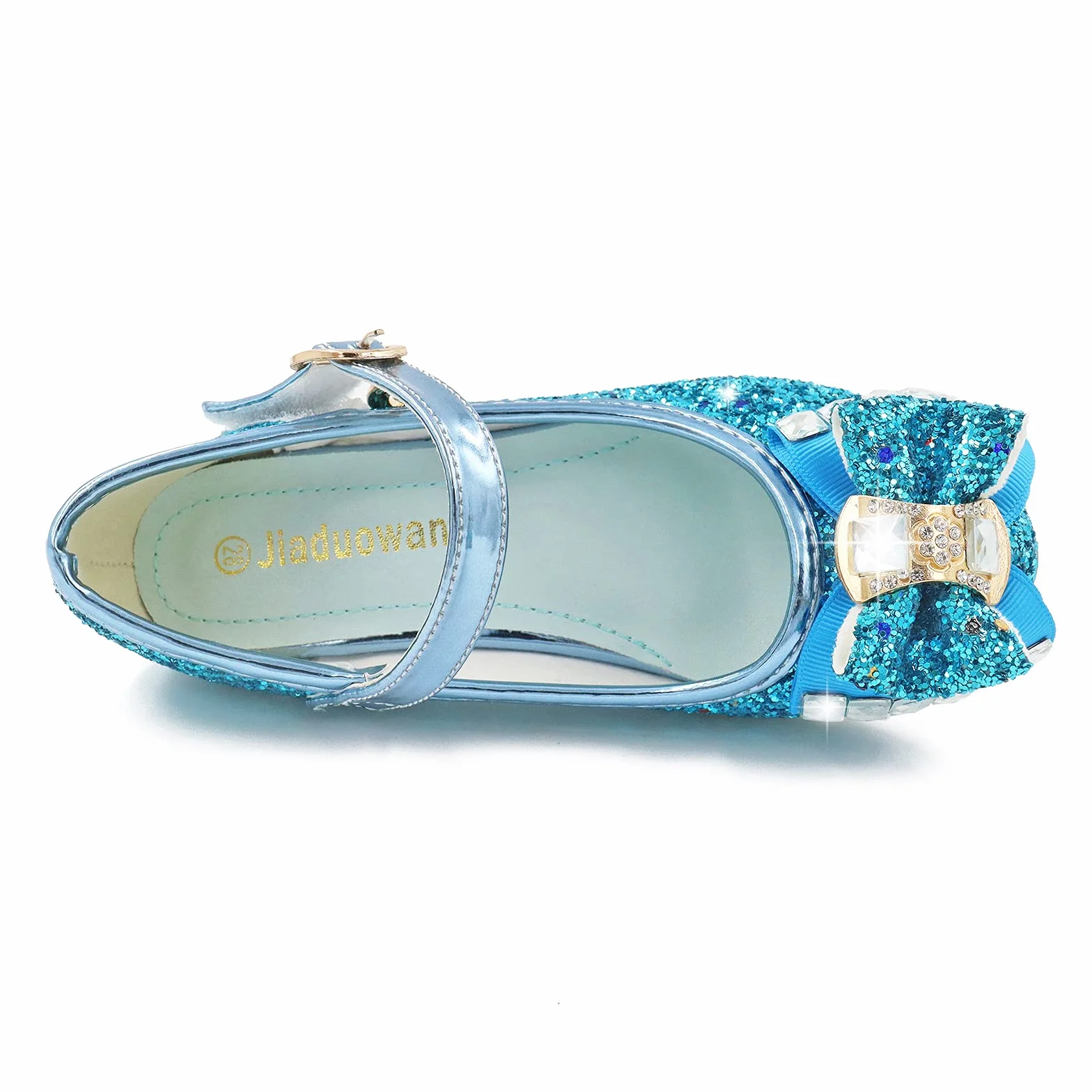 Principessa Bambina scarpa Glitterate Tacchi Ragazza Cosplay Principessa Paillettes Eleganti Bambina Cerimonia Festa, Blu/ 35