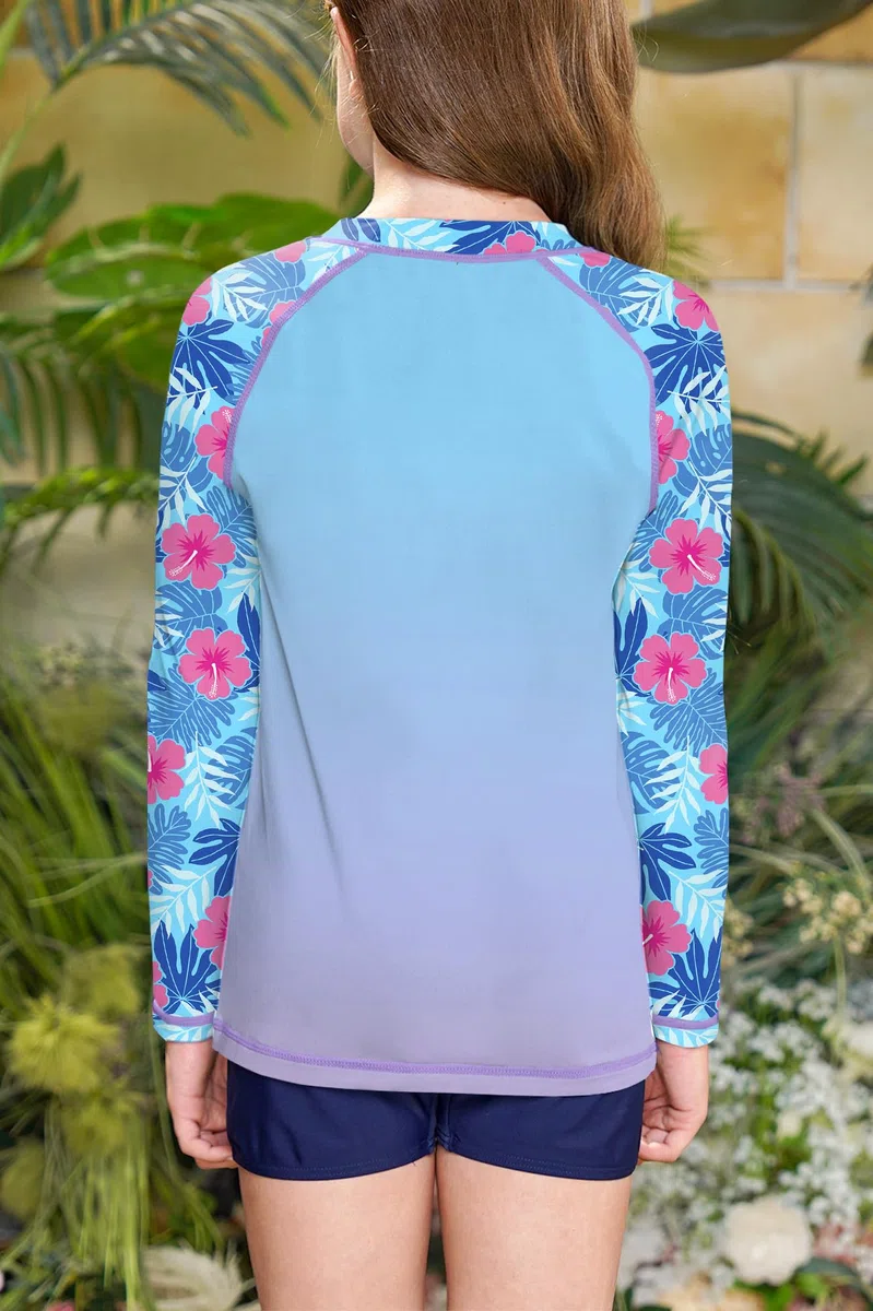 BesserBay 110-150 - Maglietta a maniche lunghe da ragazza, Rash Guard