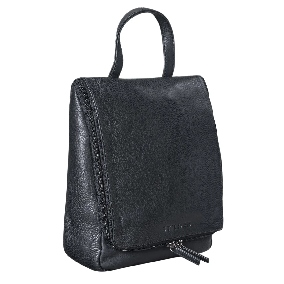 STILORD "Lewi" Borsa da Toilette pelle appendibile con manico per Uomo Donna Beauty Case Borsetta da viaggio Trousse da bagno e palestra Borsetta vera pelle marrone sepia Colore:seppia - marrone