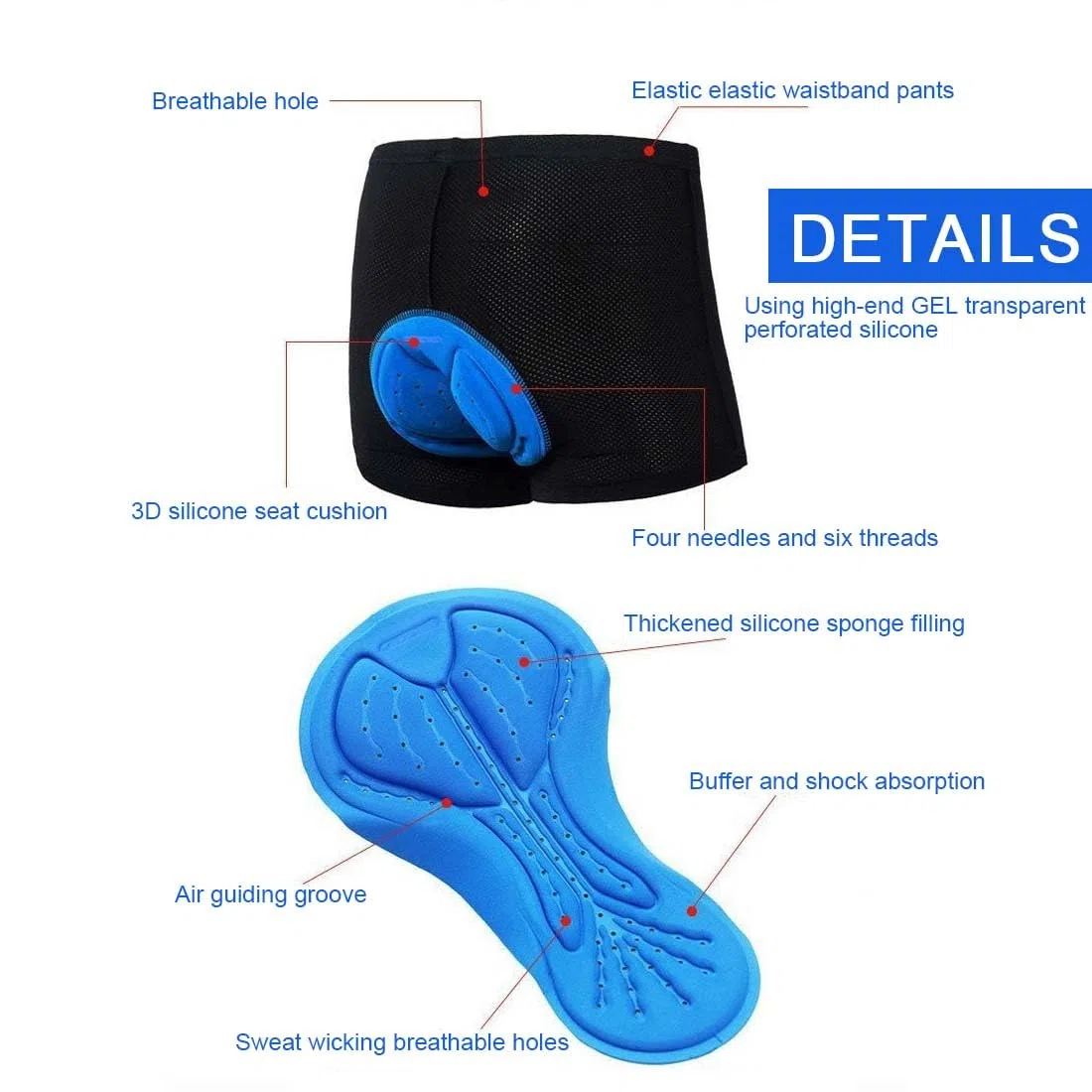 Pantaloncini MTB Uomo,Pantaloncini da Ciclismo Bicicletta,Imbottiti in 3D Gel,Intimo,Mutande,Traspiranti,ad Asciugatura Rapida, Antiscivolo,Gepolstert,Kurz Atmungsaktive,Elastische