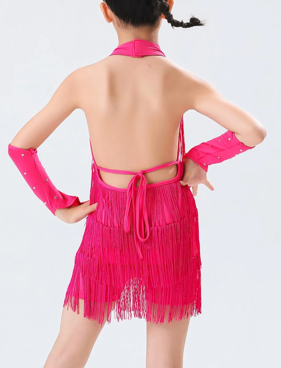 FEOYA Pantaloncini da ballo latino per bambine e ragazze, senza maniche, con paillettes lucide, abbigliamento da ballo per salsa, rumba, samba, jazz, moderno, con guanti, per bambini dai 3 ai 14 anni