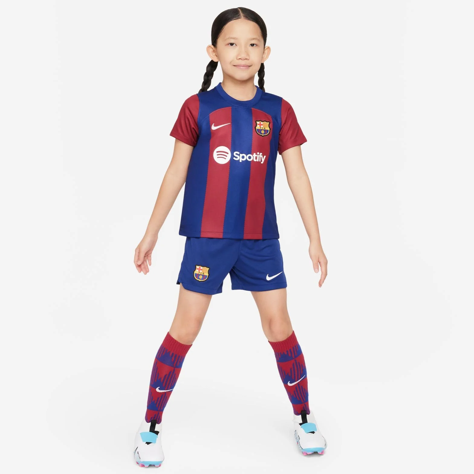 Barcelona FC DX2801-456 FCB LK NK DF Kit HM MiniKit Unisex - Bambino Deep Royal Blue/Noble Red/White L
