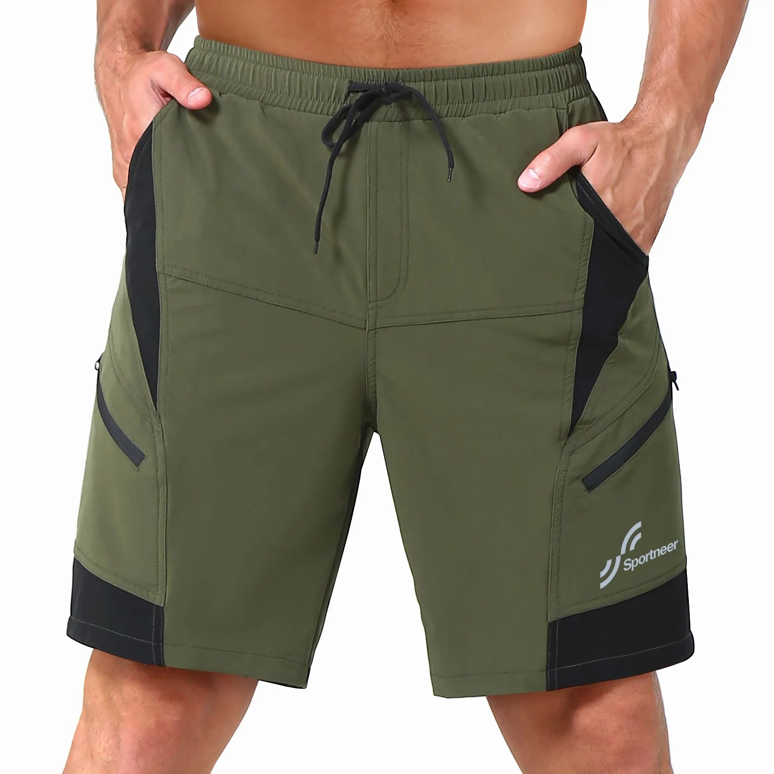 Sportneer Pantaloncini da MTB, Pantaloncini da Ciclismo da Uomo Imbottiti in 3D Pantaloni Traspiranti per Biciclette MTB Pantaloncini da Ciclismo per Esterno