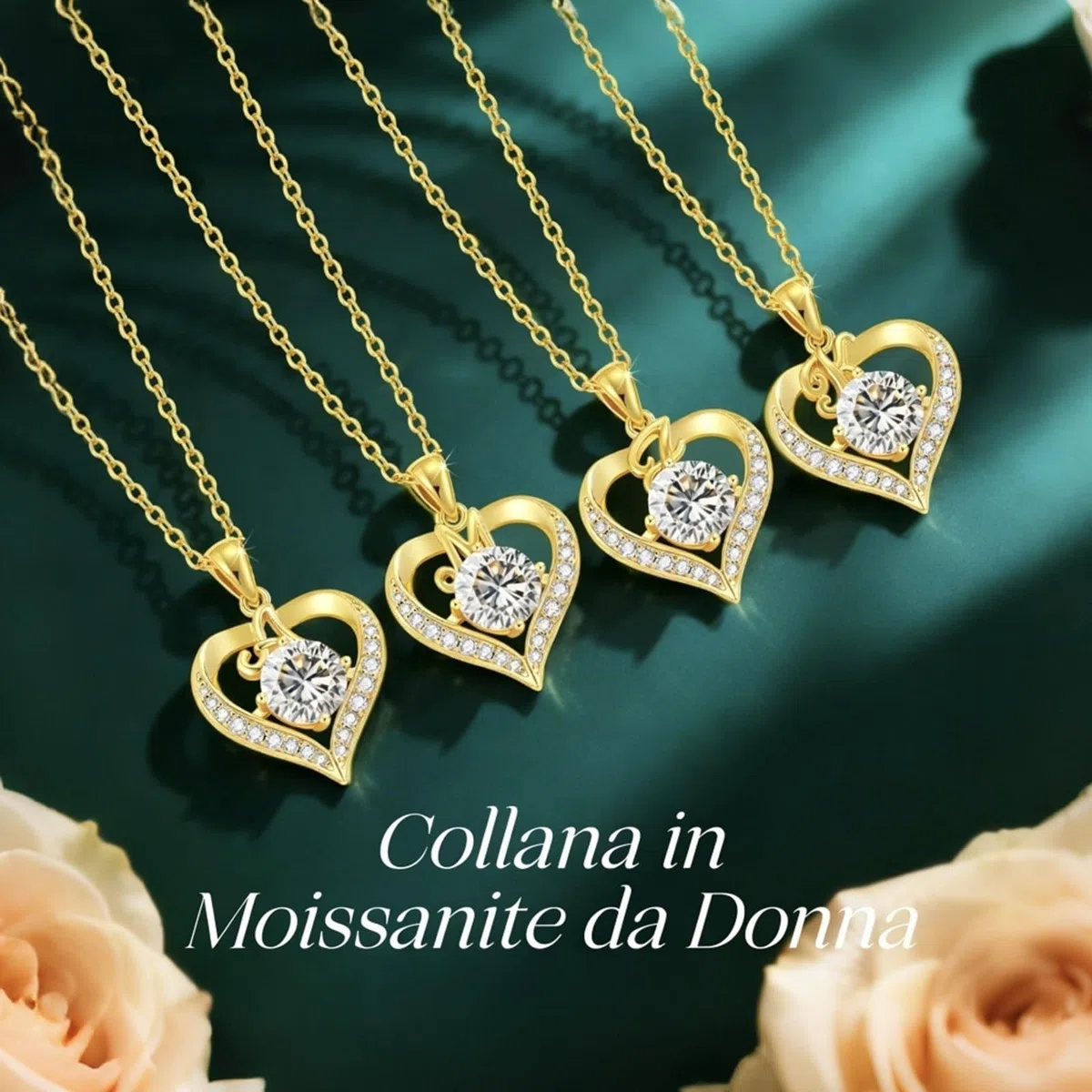 LOUISA SECRET Collana Donna Lettere A-Z,Ciondolo Cuore,Regalo per Mamma Rivestimento 18K Oro,Catena Regolabile 45+5cm,Idea Regalo per San Valentino e Compleanno,Donna Natale