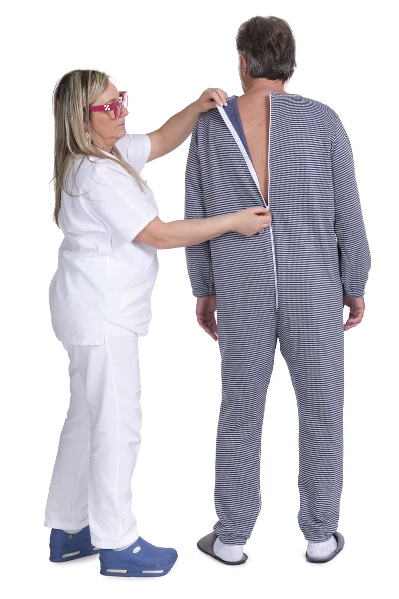FERRUCCI COMFORT Pigiama Tutone Sanitario comodità Manica Lunga 3 Cerniere/Zip Schiena -Interno Gamba Invernale Tessuto Pesante