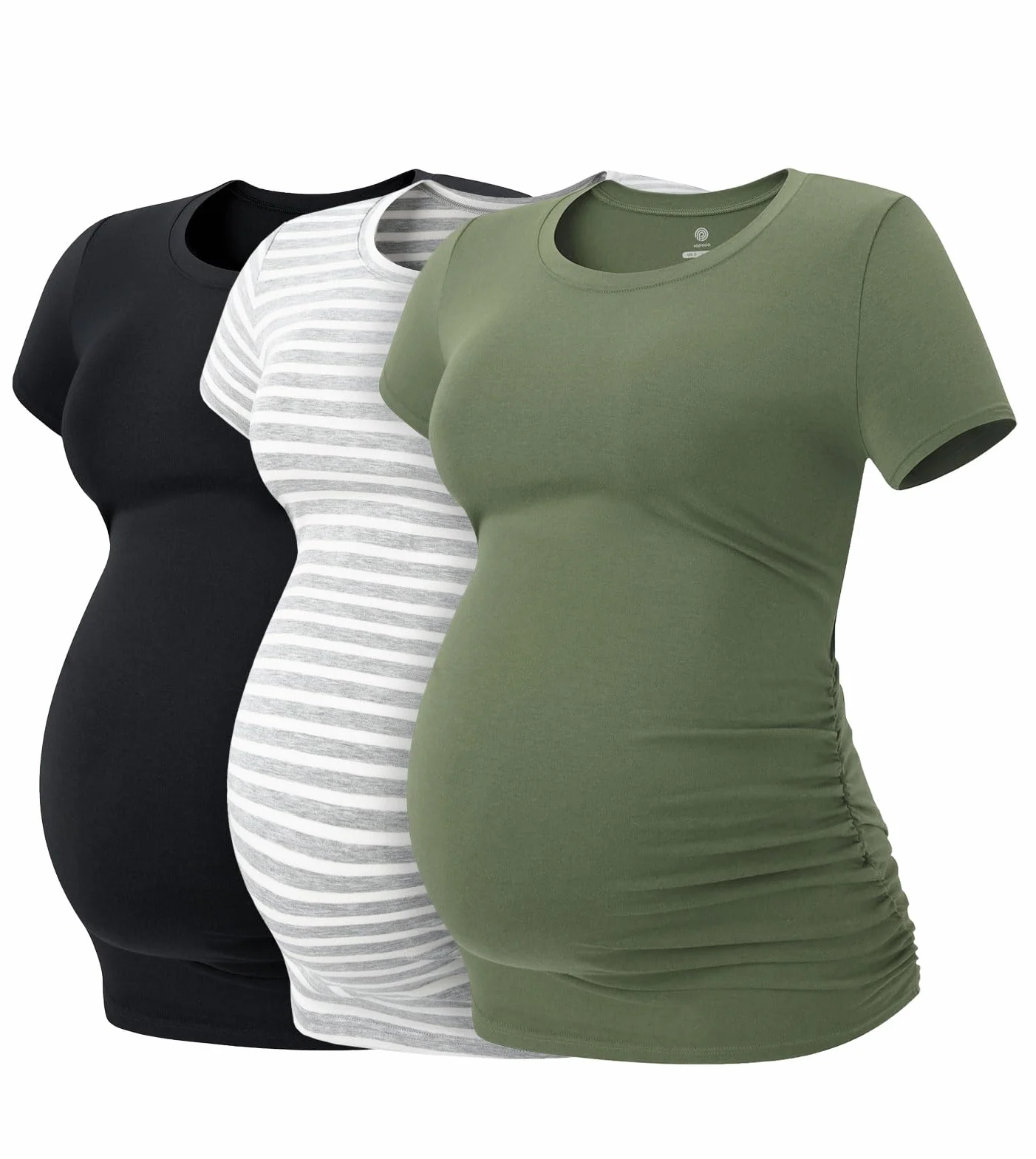 LAPASA Magliette maternità Pacco da 3 Donna Maniche Corte con Scollo Rotondo Gravidanza T-Shirt Premaman L55