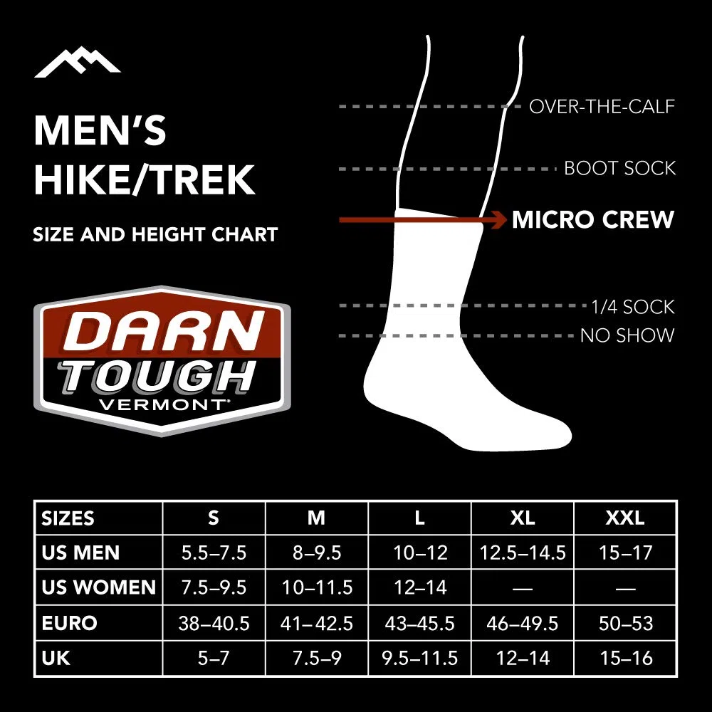 Darn Tough Light Hiker Micro Crew Light Cushion Light Hiker Micro Crew leggero con cuscino Uomo (Pacco da 1)