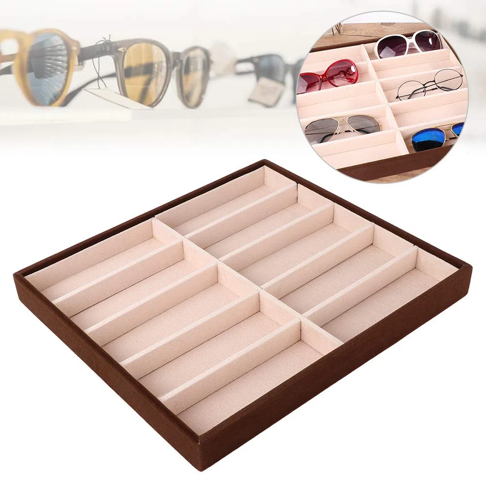 Akozon Organizer per Cassetti per Occhiali da Sole, Scatola per Occhiali da Sole a 10 Griglie, Vassoio per Occhiali da Sole Organizer per Occhiali Moderno Custodie per Occhiali da