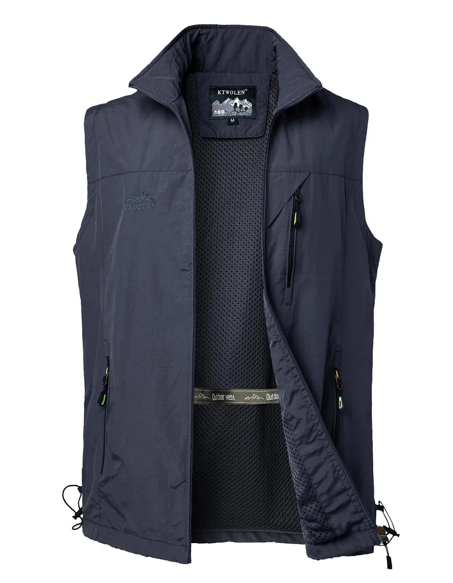 Gilet Uomo Tipo Caccia Estivo Leggero Gilet da Pesca da Uomo Gilet ad Asciugatura Rapida Giubbotto da Fotografico Giacca Lavoro Senza Maniche
