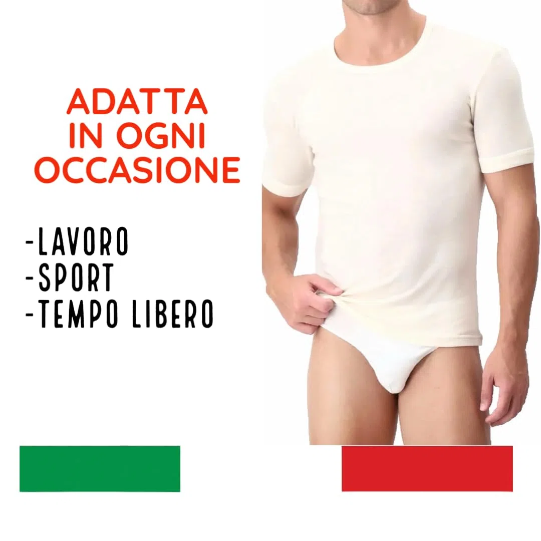 Maglietta Intima Uomo Lana Cotone Girocollo 3-5-1 Pezzi Maglia Termica Invernale - Maglia Intima Uomo Lana Cotone 1022 1033