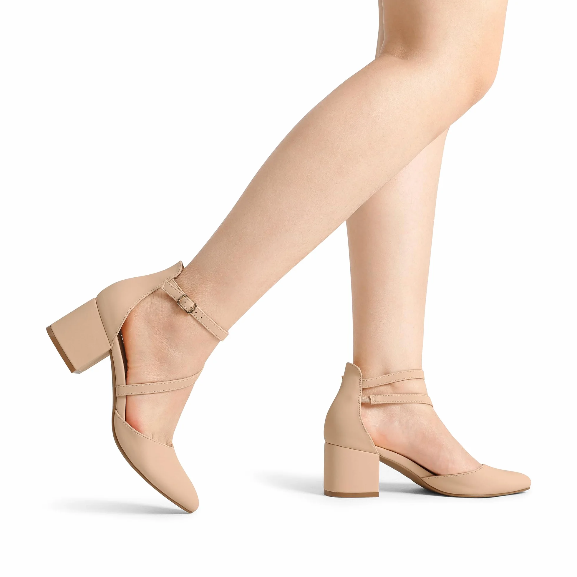 DREAM PAIRS Scarpe Tacco Donna Eleganti Decollete a Cinturini Incrociati Punta Chiusa Sposa Decolte Tacco Medio Largo