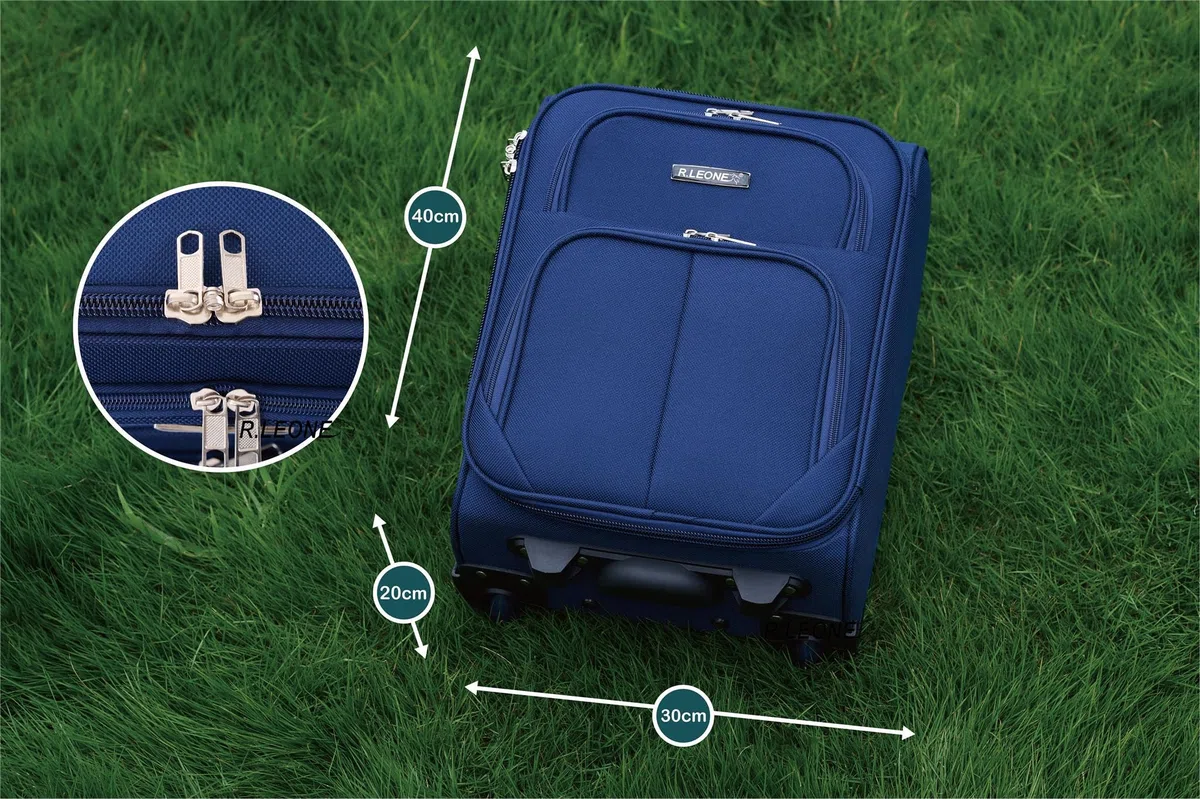 R.Leone Bagaglio a Mano 40x30x20cm Wizzair Vueling 2 Ruota in stoffa A16 (Verde, XXS 40x30x20cm 2Ruota)