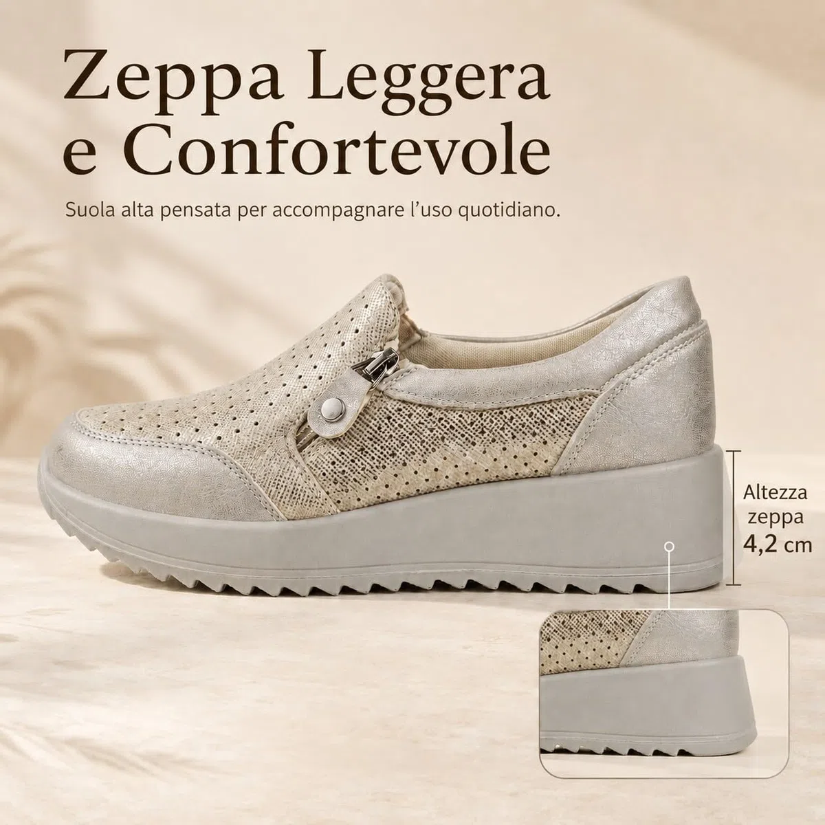Scarpe Donna Slip On con Zeppa Sneakers Comode Casual Traspiranti Suola Alta Antiscivolo Leggere Senza Lacci Scarpe da Passeggio