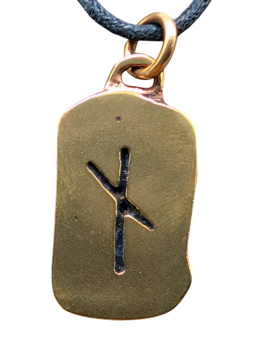Kiss of Leather - Ciondolo a forma di runa nauthiz in bronzo n. 96