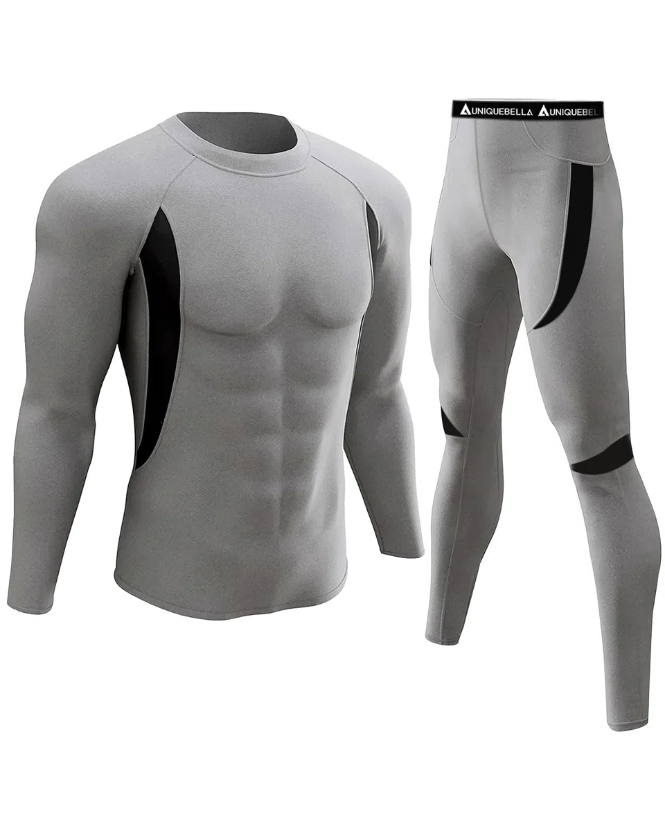 UNIQUEBELLA Tuta Sci Termica Intimo Termico Manica Lunga Maglietta Termica + Pantaloni Lunghi Termici, Sport Invernali, Set Termico Uomo