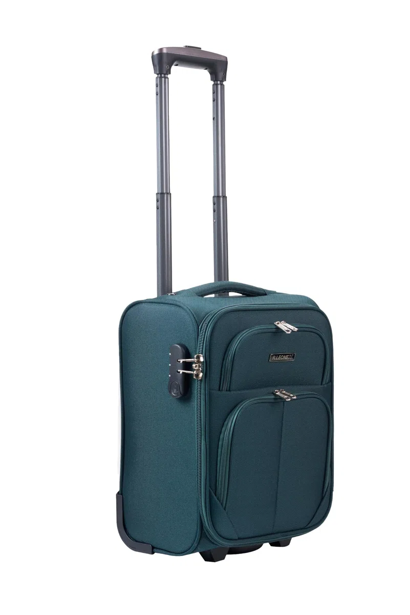 R.Leone Bagaglio a Mano 40x30x20cm Wizzair Vueling 2 Ruota in stoffa A16 (Verde, XXS 40x30x20cm 2Ruota)