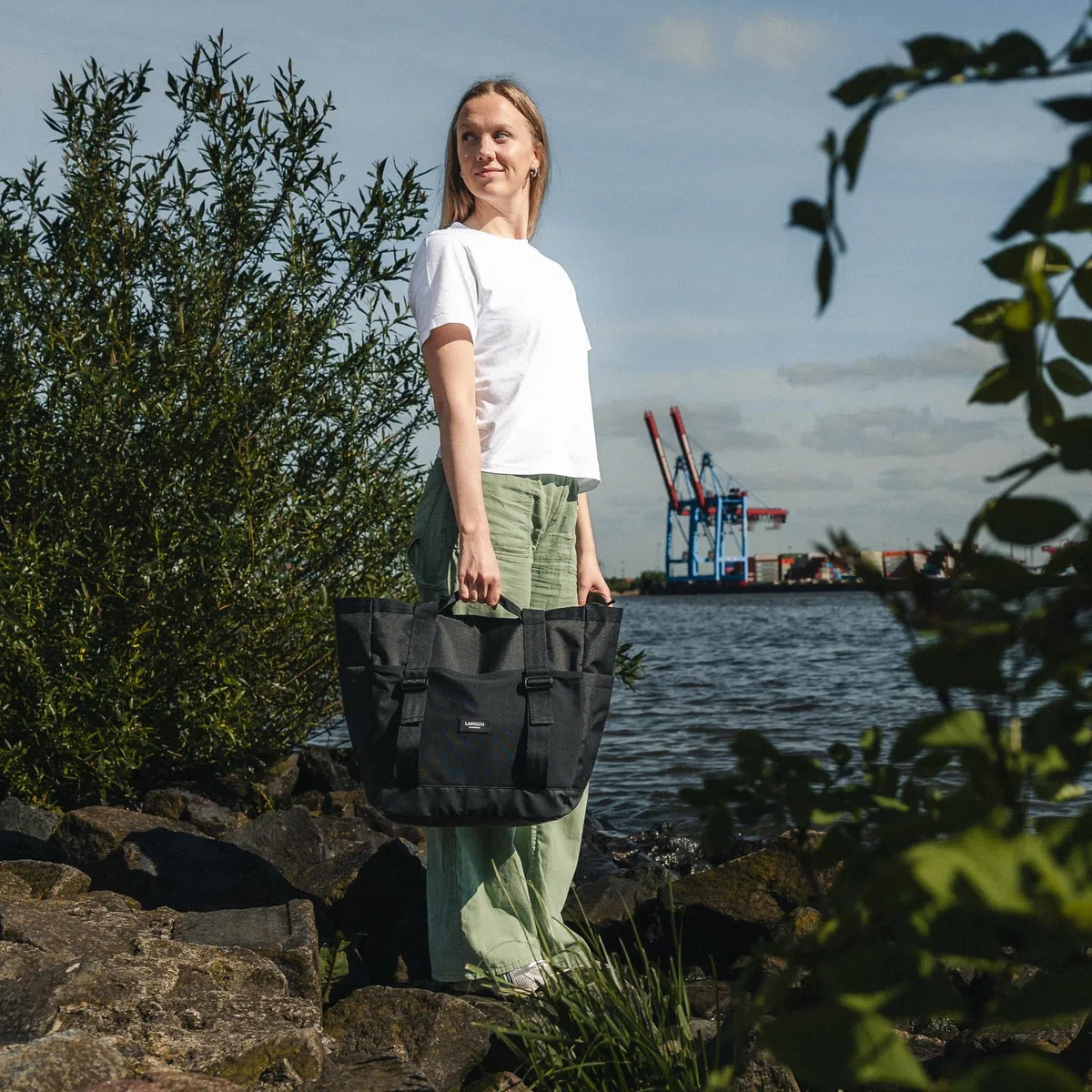 LARKSON Borsa Mare Donna Uomo - Smilla - Borsone da Spiaggia Grande per Vacanze, Sport, Università, Viaggio - Tote Bag Shopper Con Cerniera - Idrorepellente