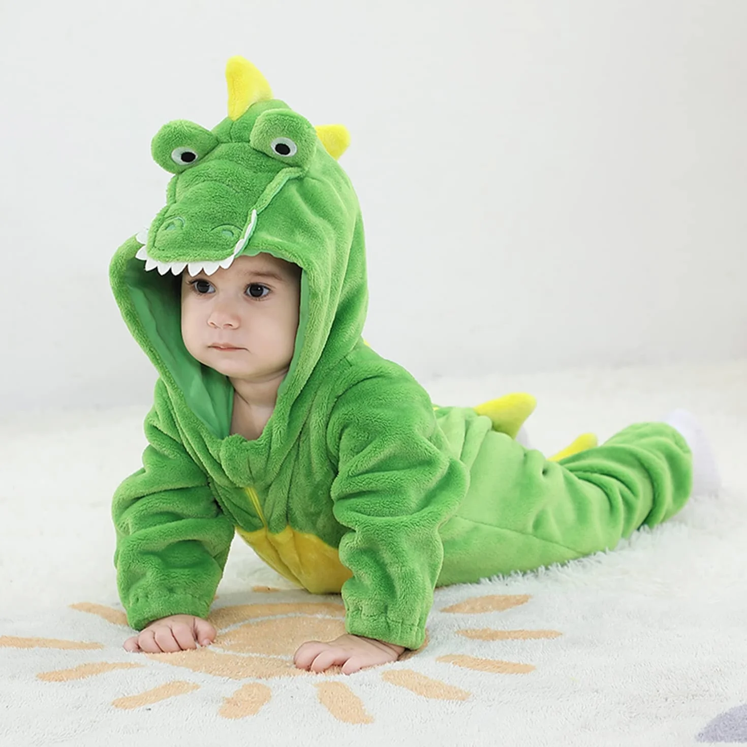 LOLANTA Costume da Coccodrillo per Bambino, Tutina in Pile Felpa con Cappuccio