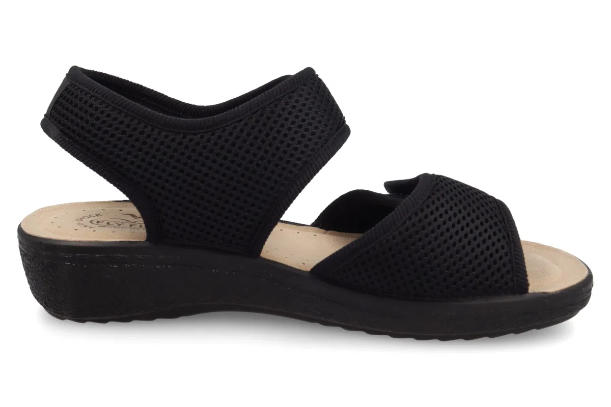 Fly Flot Sandalo Donna in Rete Elastica con Doppia Fascia A Strappo Regolabile, Sottopiede in Evopell, Ciabatte