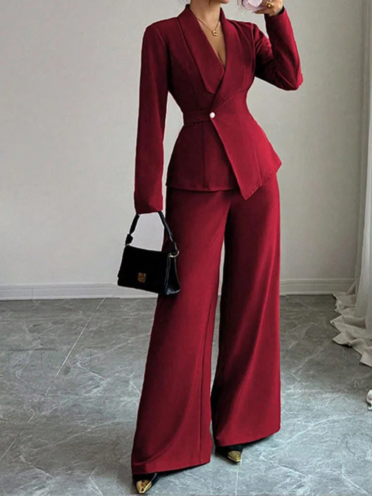 ORANDESIGNE Tailleur Donna Elegante Curvy Tailleur Pantaloni e Giacca 2 Pezzi Ufficio Completo Due Pezzi Set Cerimonia Feste Matrimonio