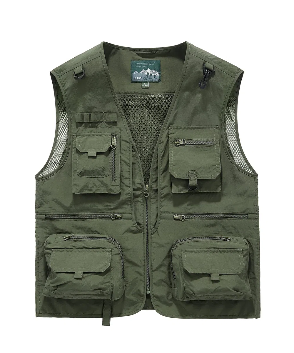 Uomo Multi-Tasca Gilet da Pesca Senza Maniche All'aperto Leggero Panciotto da Viaggio Traspirante Asciugatura Rapida Giacca da Lavoro Sport Giubbino Caccia Fotografi Gilet