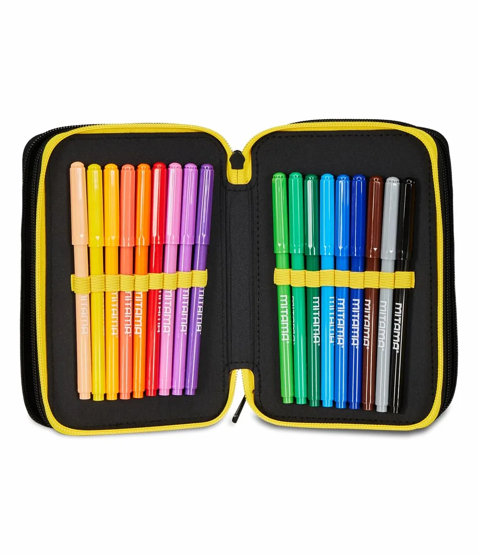 Seven Astuccio Scuola 3 Scomparti, PIKACHU - POKEMON, Giallo Rosso - Portapenne Multi Scomparto Con Matite, Penne e Colori, Accessori Zaino, Zaino Scuola - Astuccio Bambino Ragazzo - Pokemon