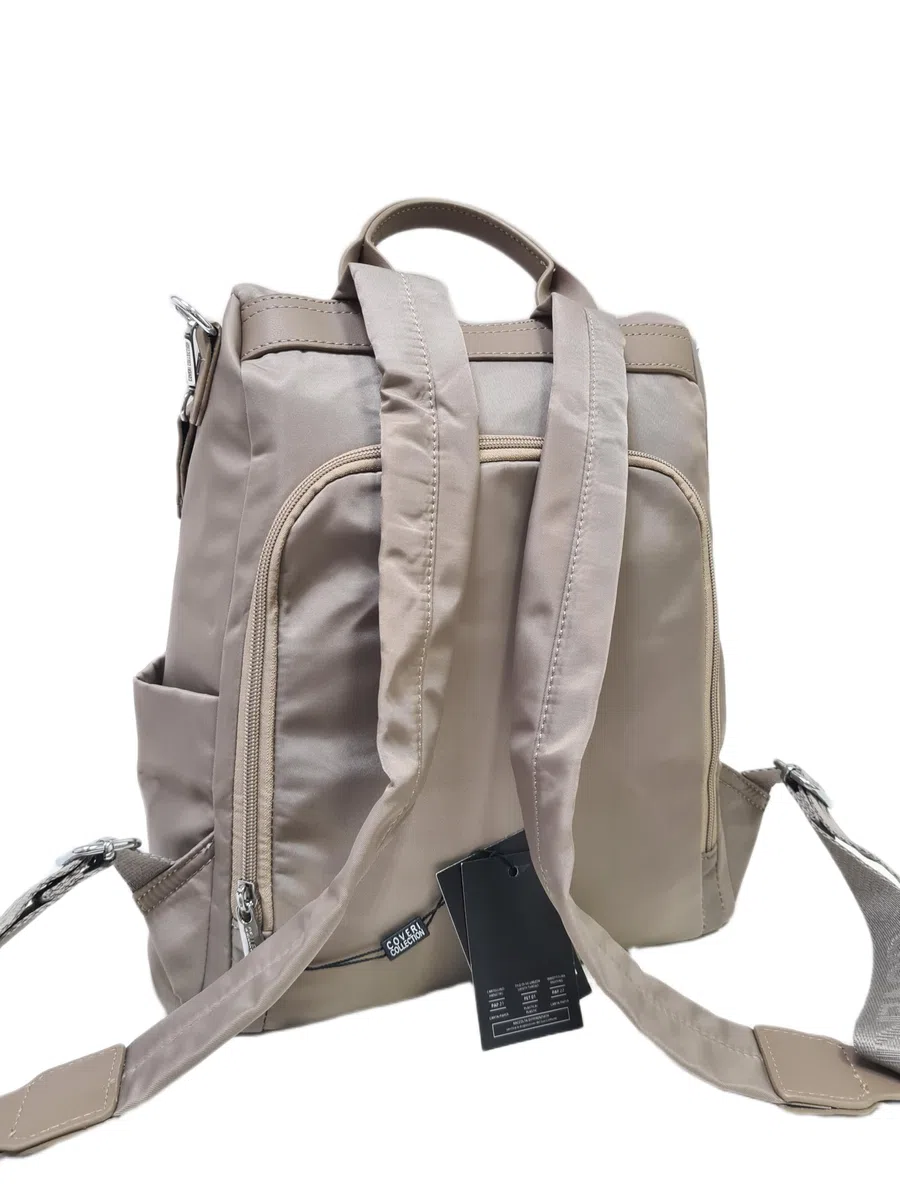 Zaino casual Nylon Impermeabile sistema antifurto, convertibile in borsa a tracolla con 2 tasche frontali, ideale per il lavoro, l'università... Art.5050-16 Prodotto Originale Coveri (TAUPE)