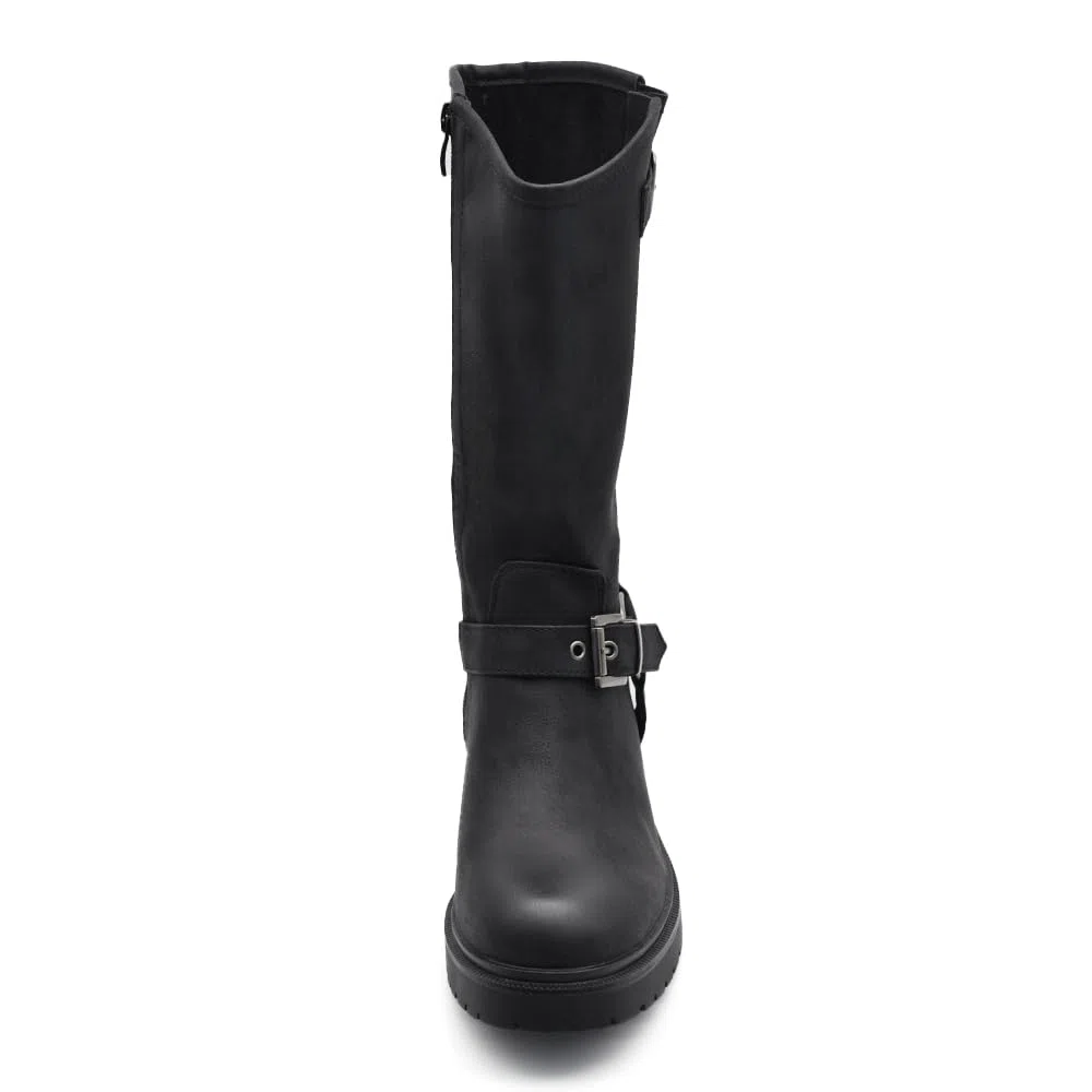 IF Fashion Scarpe Stivali da Donna Al Polpaccio Biker Motociclista Con Fibbie Cinturino Anfibi MP730