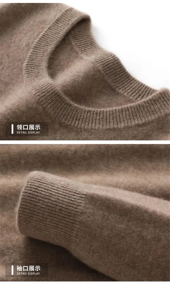 Hamthuit Maglione da Uomo Autunno/Inverno Pullover Girocollo A Maniche Lunghe in Lana Lavorato A Maglia Slim Fit Maglione Casual