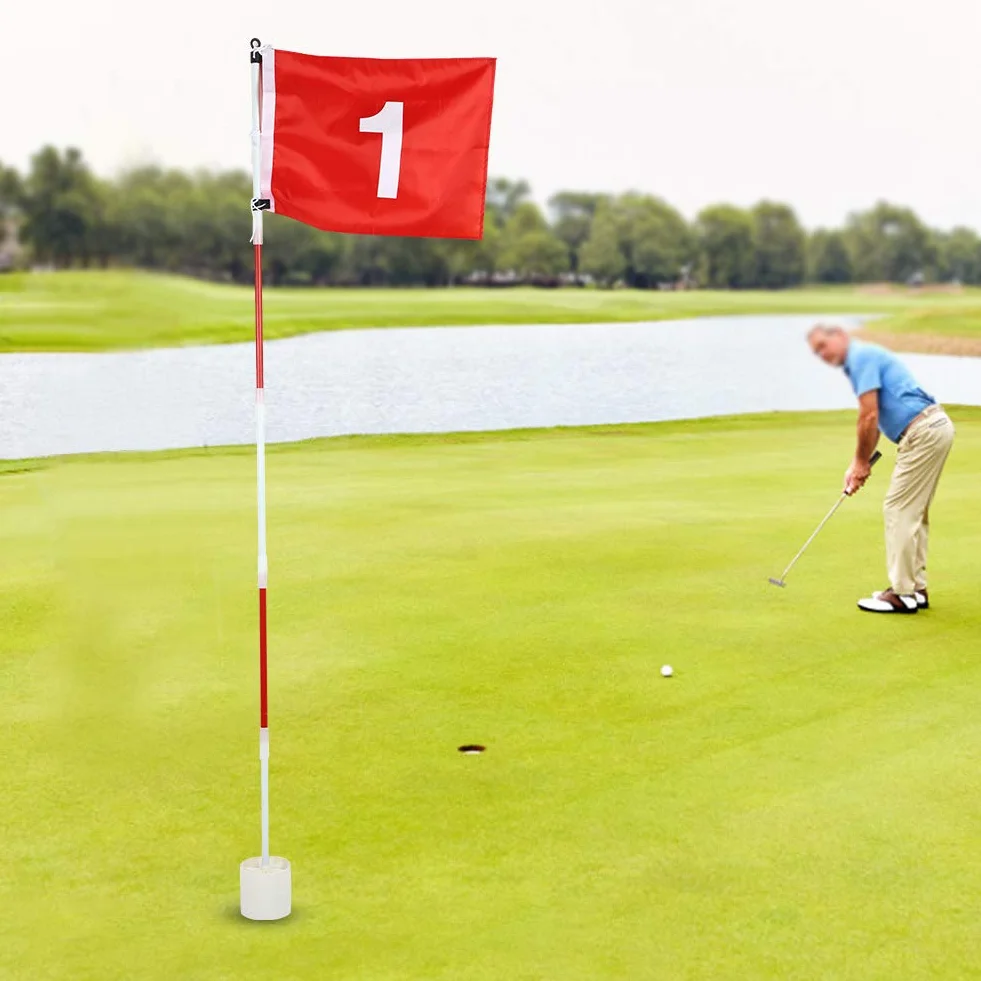 Tiiyee Bandierina Golf, Coppa Golf Staccabile Rimovibile Flagpole Hole Cup Set Foro Asta Putting Verde In Tessuto Nylon Con Tazza Plastica Rossa Accessorio Per Uomini Donne Golfisti 5 Sezioni