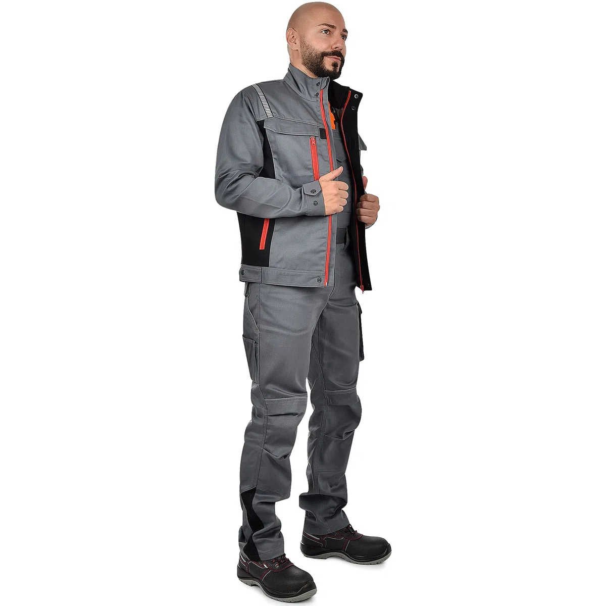 BWOLF Raptor 100% cotone, pantaloni da lavoro da uomo, pantaloni da lavoro con tasche multifunzionali, tasche imbottite, strisce riflettenti
