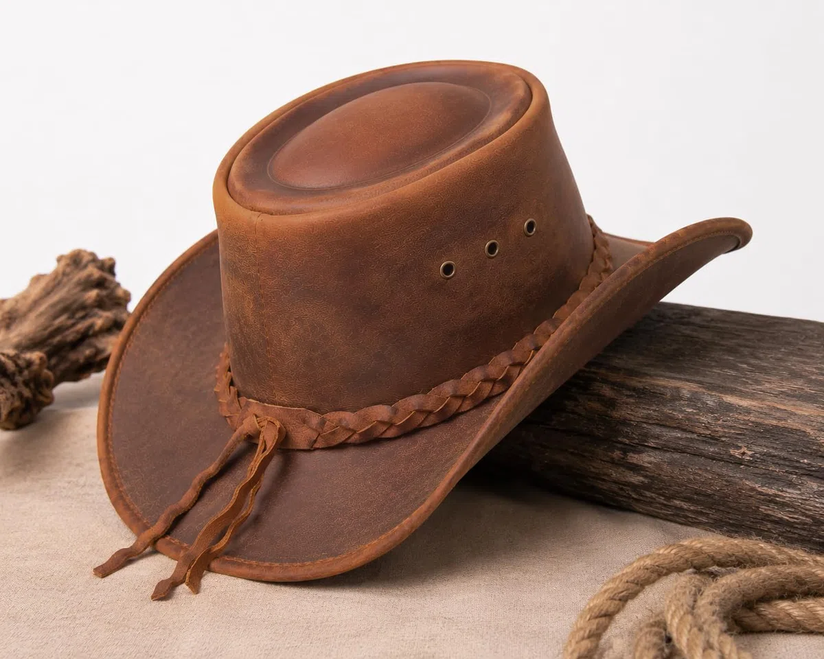 Pamposh Cappello da cowboy donna uomo vera pelle stile occidentale tesa larga cappello da cowgirl modellabile leggero fatto a mano durevole cappello bush