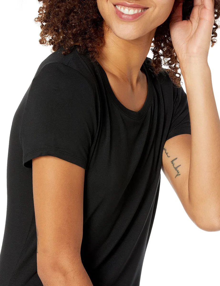 Amazon Essentials Donna Maxi-Abito a Maniche Corte, Fluente