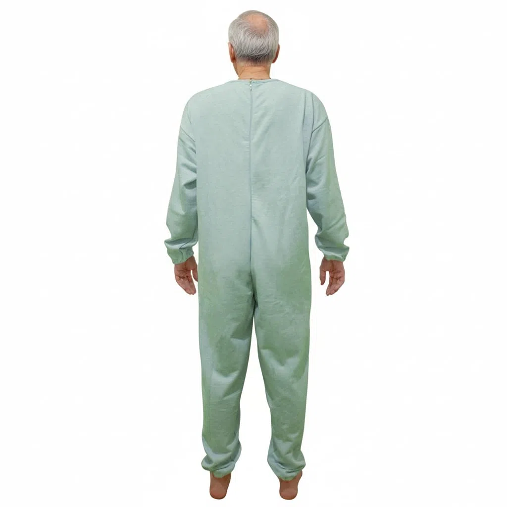 Pigiama Sanitario Intero Invernale a Manica Lunga con Zip Posteriore, Tuta Sanitaria per Anziani Disabili Degenti, Cotone Felpato, qualità Made in Italy, Unisex