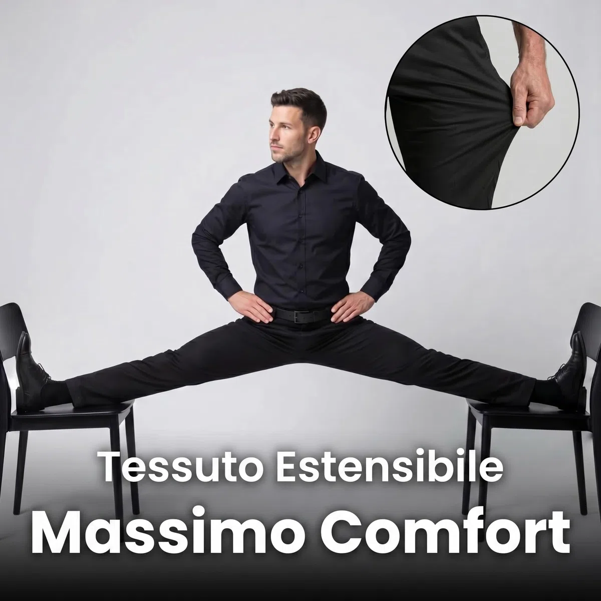 Bellutia Pantalone Elasticizzato MorphoFit, Pantaloni Uomo Elasticizzati Traspirante Slim Fit Pantalone morphofit bellutia Uomo Tessuto Stretch Leggero Senza Stirare Asciugatura Rapida