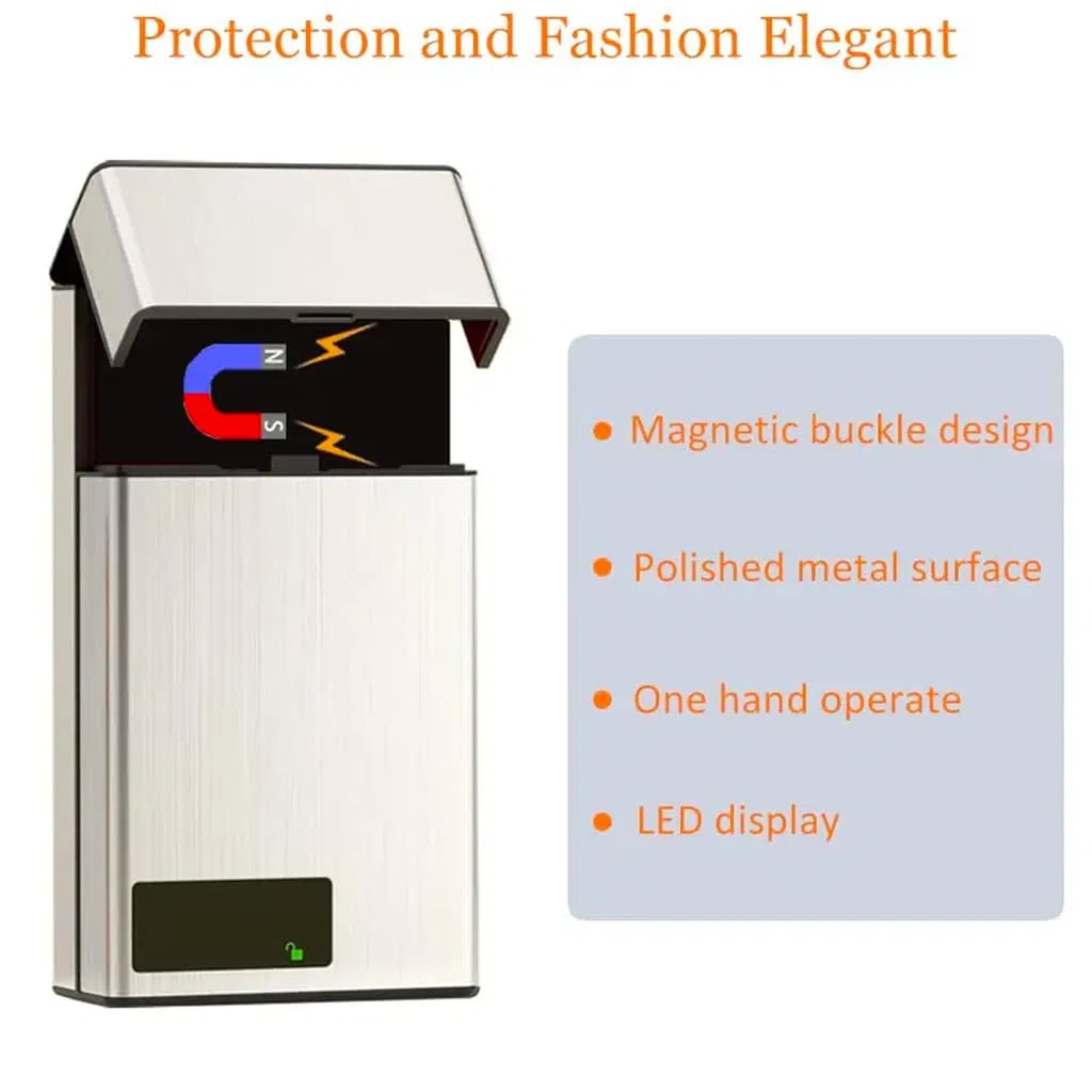 Porta Sigarette Smart con Chiusura a Tempo automatica in alluminio (Silver)