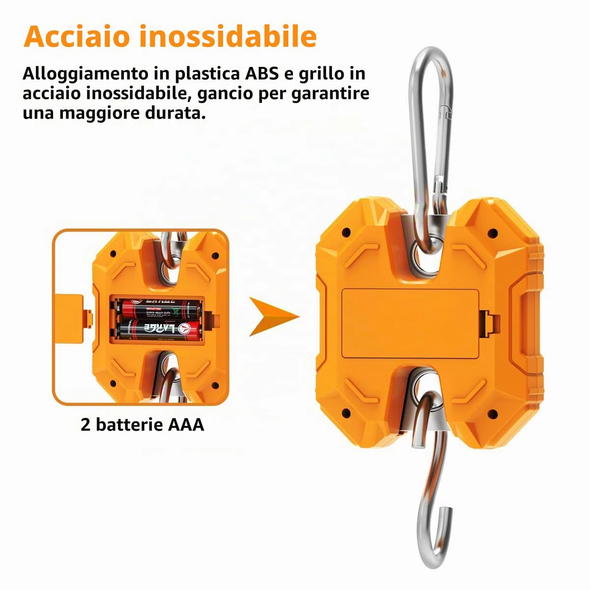 GRAM PRES Bilancia sospesa digitale 660LB/300KG, mini bilancia portatile da caccia ai cervi, bilancia digitale con ganci per fattoria, pesce, carne, selvaggina, bagagli, attività all'aperto.
