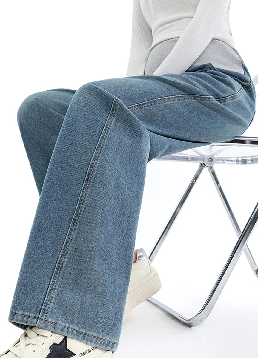 Alled Premaman Jeans Copri Pancia, Donne Gravidanza Gamba Larga Elastica Pantaloni Vita Regolabile, Jeans maternità Soldato con Tasche Lounge Pantaloni