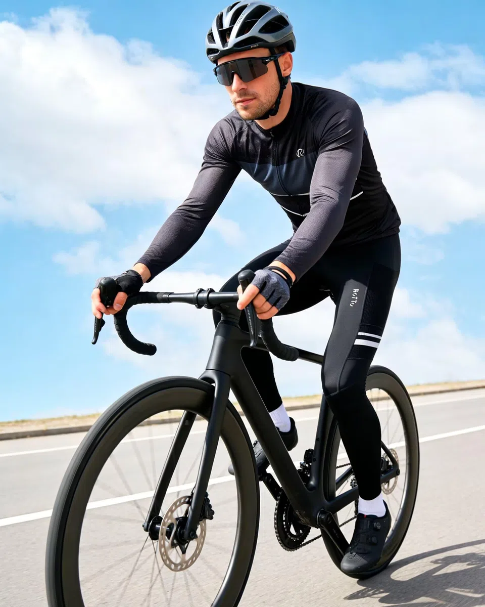 ROTTO Pantaloni Ciclismo Uomo Lunghi Imbottiti e Senza Imbottitura Ciclista Pantaloni Bici con Tasche Multiple