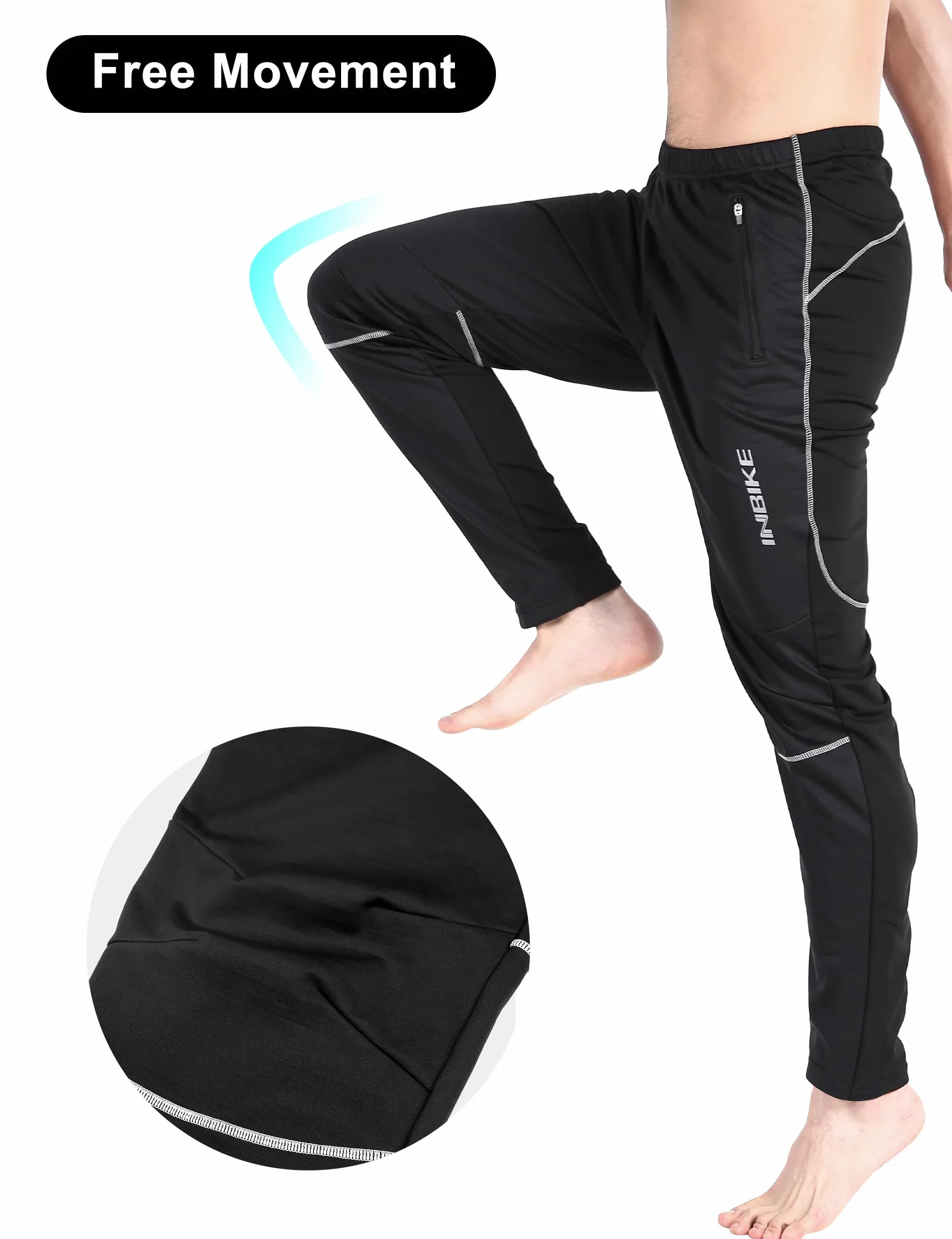 INBIKE Pantaloni Invernali MTB Termici Antivento per Ciclismo Jogging Pesca Running Hiking Trekking Uomo