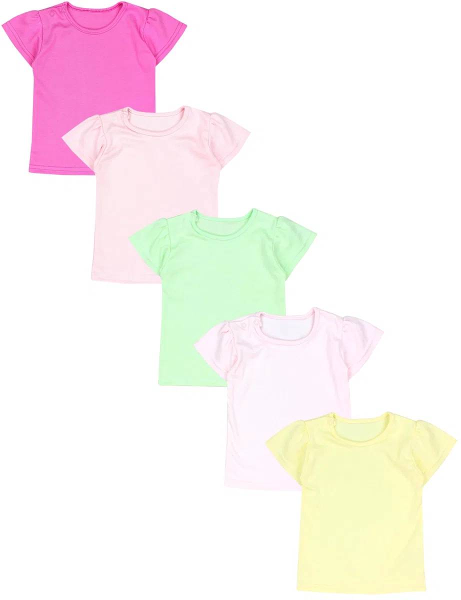TupTam Magliette per Bambina a Maniche Corta con Motivi Colorati Pacco da 5