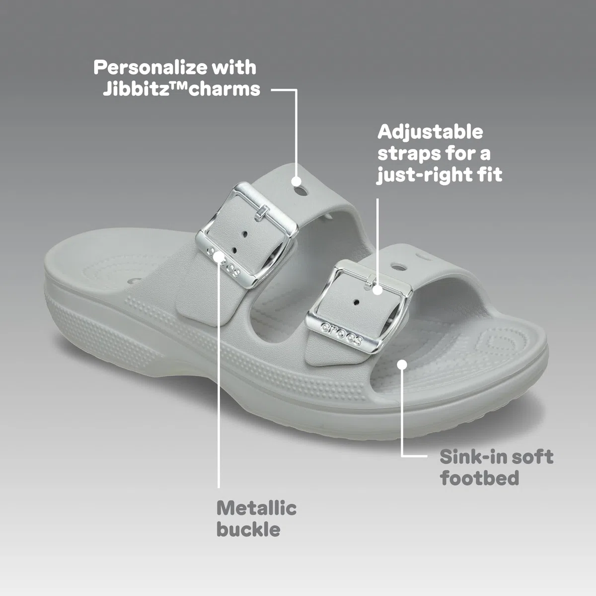Crocs Saturday Metallic Buckle SndlW ATMO - ATMOSPHERE 37
