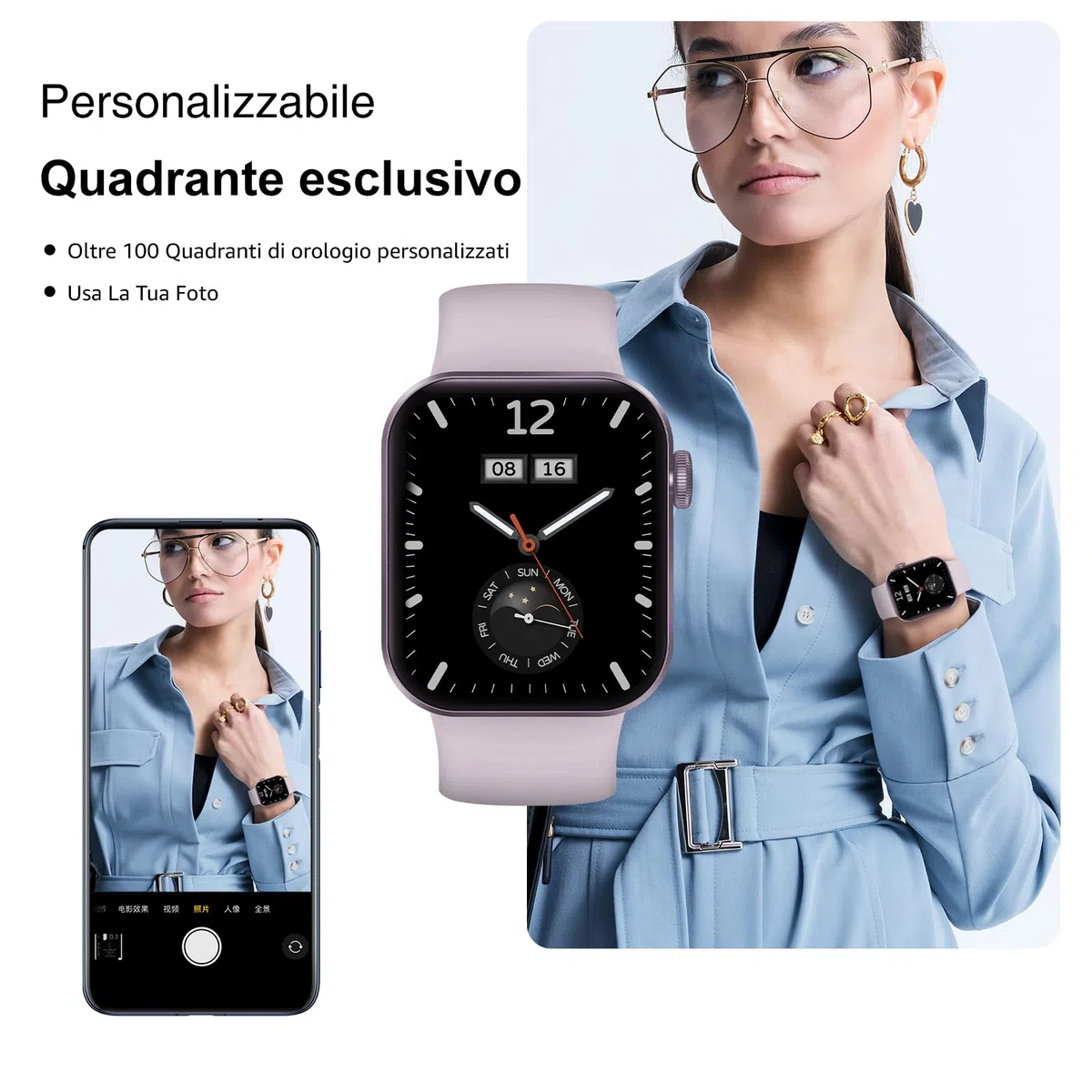 Smartwatch Uomo Donna, 1.85" Orologio Smartwatch con Effettua/Risposta Chiamate, 140 Sportive Smart Watch con Contapassi/Sonno/Cardiofrequenzimetro/SpO2, Impermeabil IP68 Smartband per Android iOS