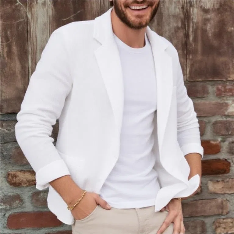 Generico Blazer Uomo Casual, Giacca Sportiva Casual da Uomo, Elegante, con Due Bottoni, in Lino, vestibilità Regolare, Leggera, Estiva, da Esterno, con Risvolto, Sportiva